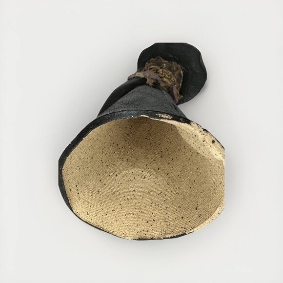 Vintage D. Hayes Pottery Witch Pumpkin Figurine 8" 1970s Textured Halloween Deco - Picture 8 of 8